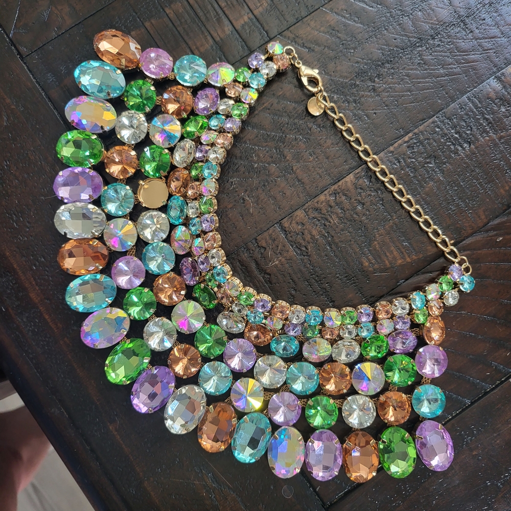 Multicolor Crystal Statement Necklace - image 2